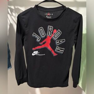 Jordan Kids Black Long-Sleeve Tee with Red Jumpman